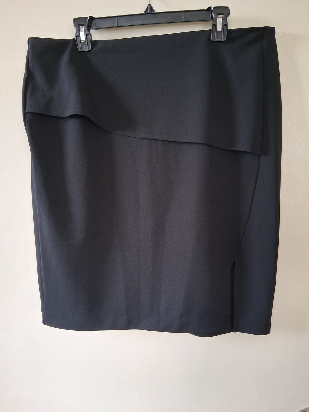 Classic Black Fold-Over Pencil Skirt - Women's